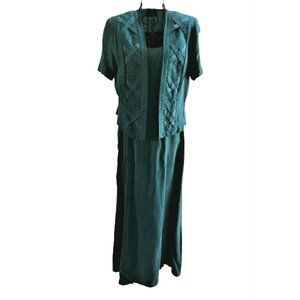 WILD ROSE Vintage Sueded Rayon Maxi Dress w/jacket